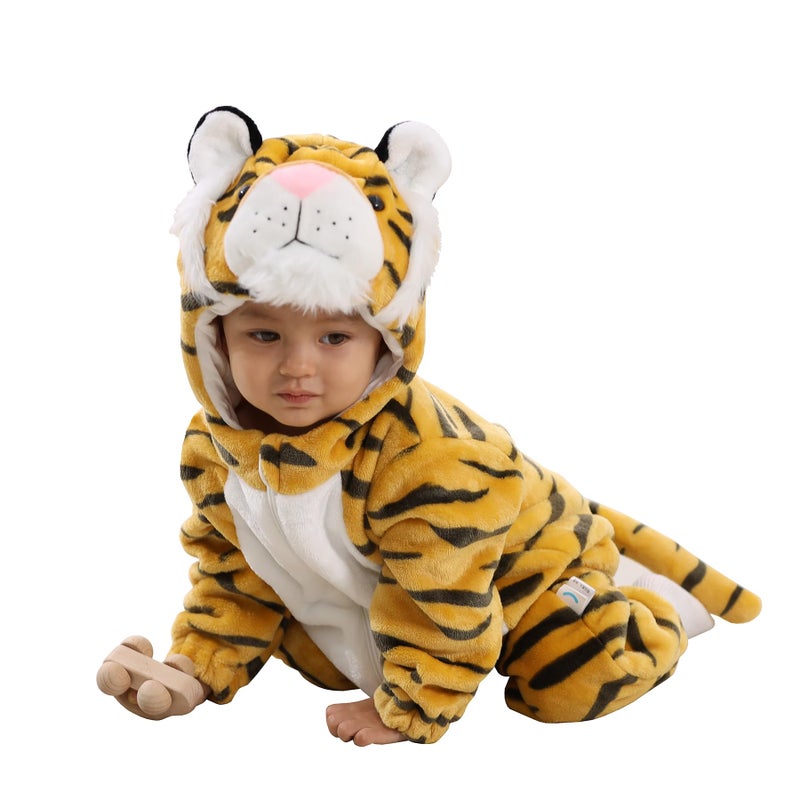 TONWHAR Unisex-Baby Animal Onesie Costume Cartoon Animal Outfit Homewear Kids' One-Piece Rompers(3-6 Months, Tiger) - Image 1